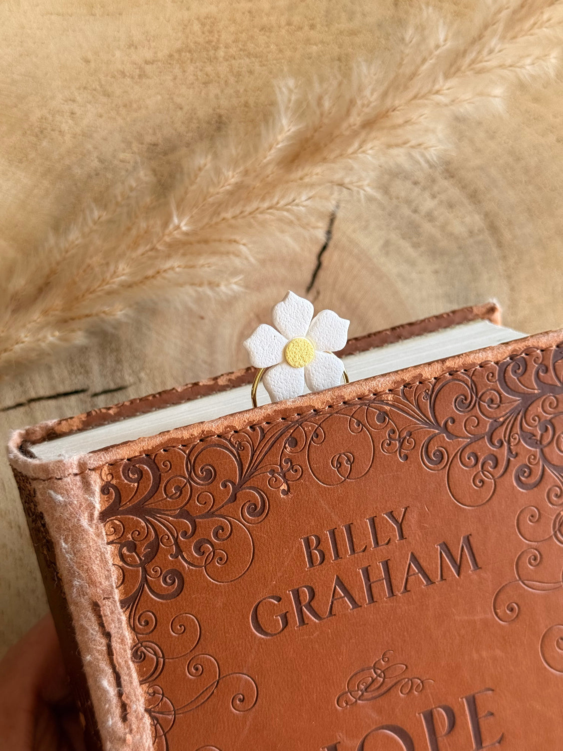 White Flower Paperclip Bookmark