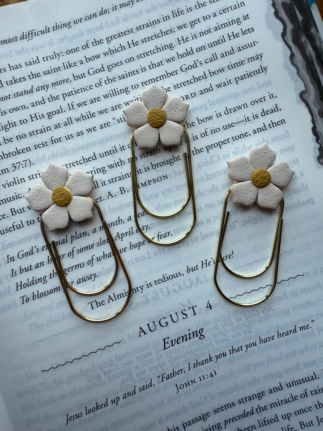White Flower Paperclip Bookmark