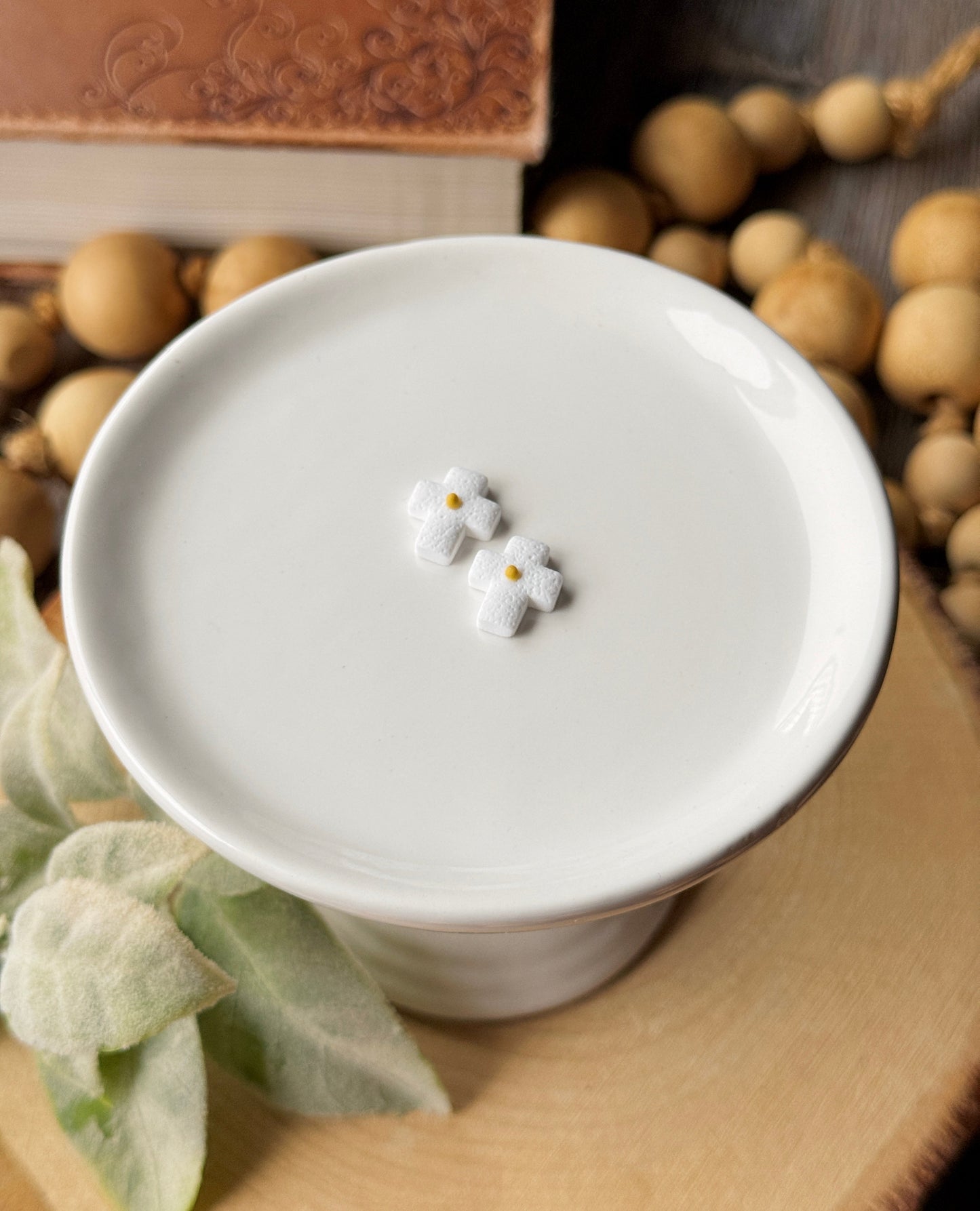 Mustard Seed Cross Studs