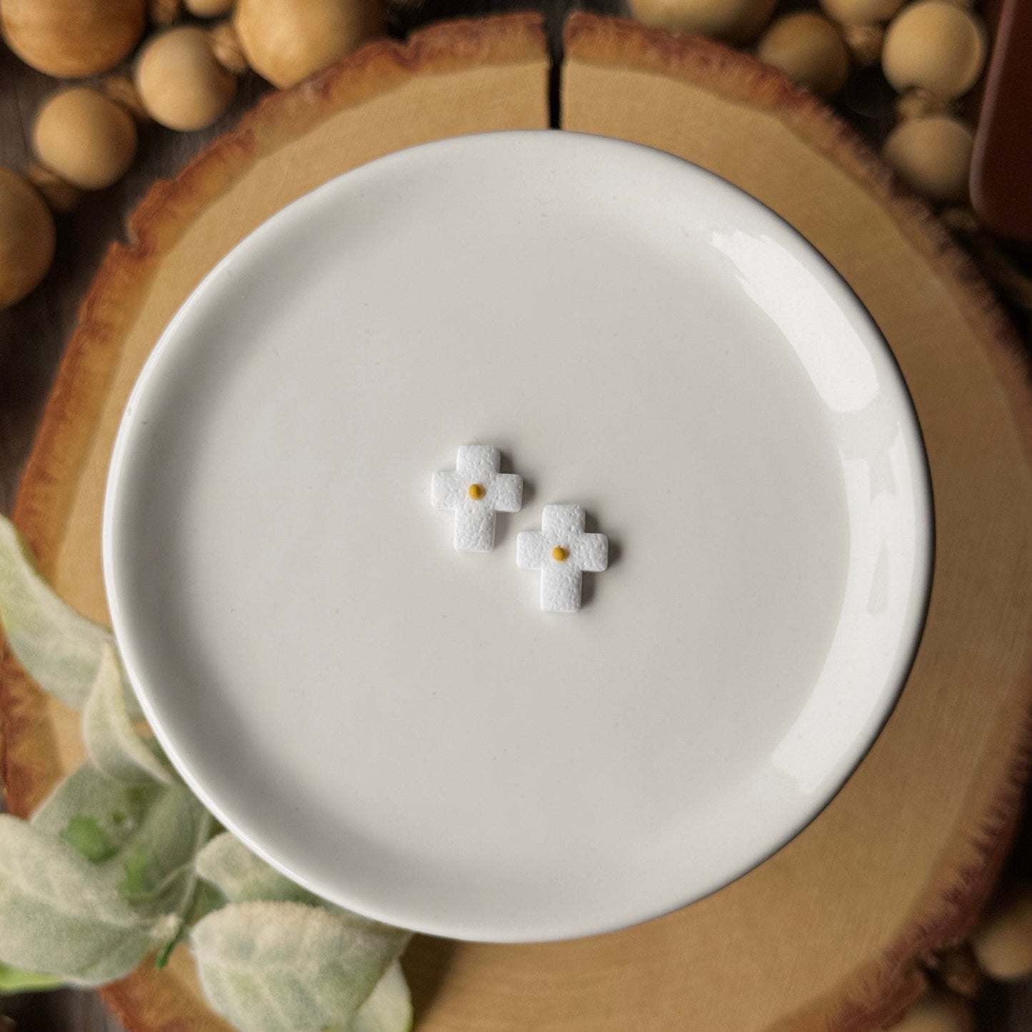 Mustard Seed Cross Studs