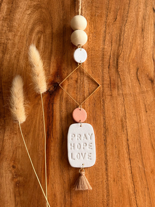 "Pray, Hope & Love" Car Charm