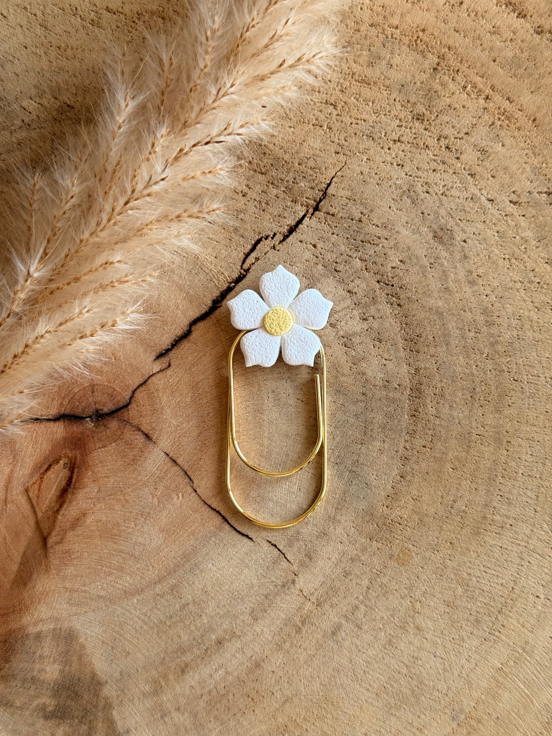 White Flower Paperclip Bookmark