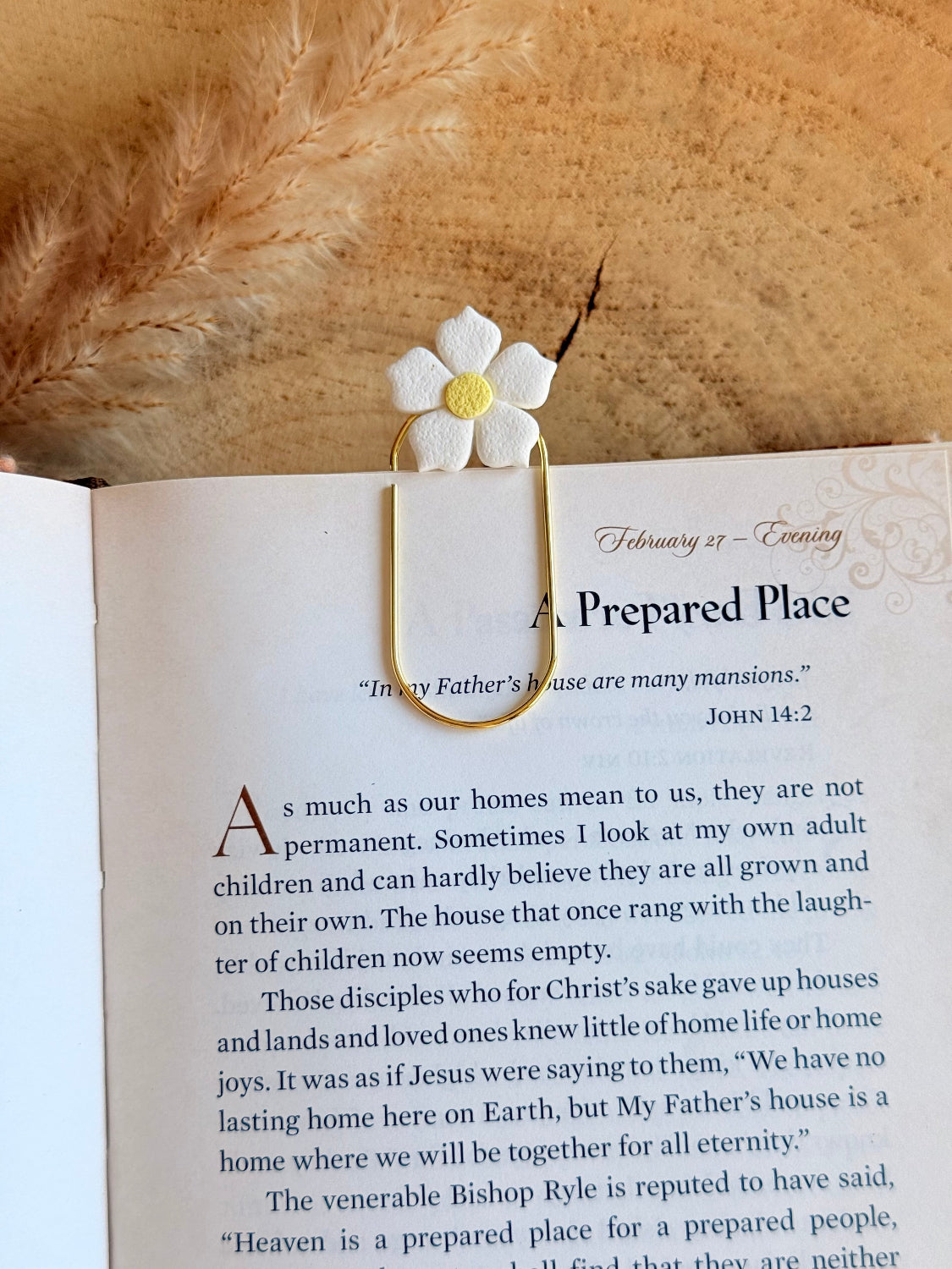 White Flower Paperclip Bookmark