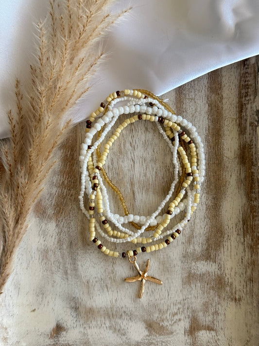 Cream Anklet Set
