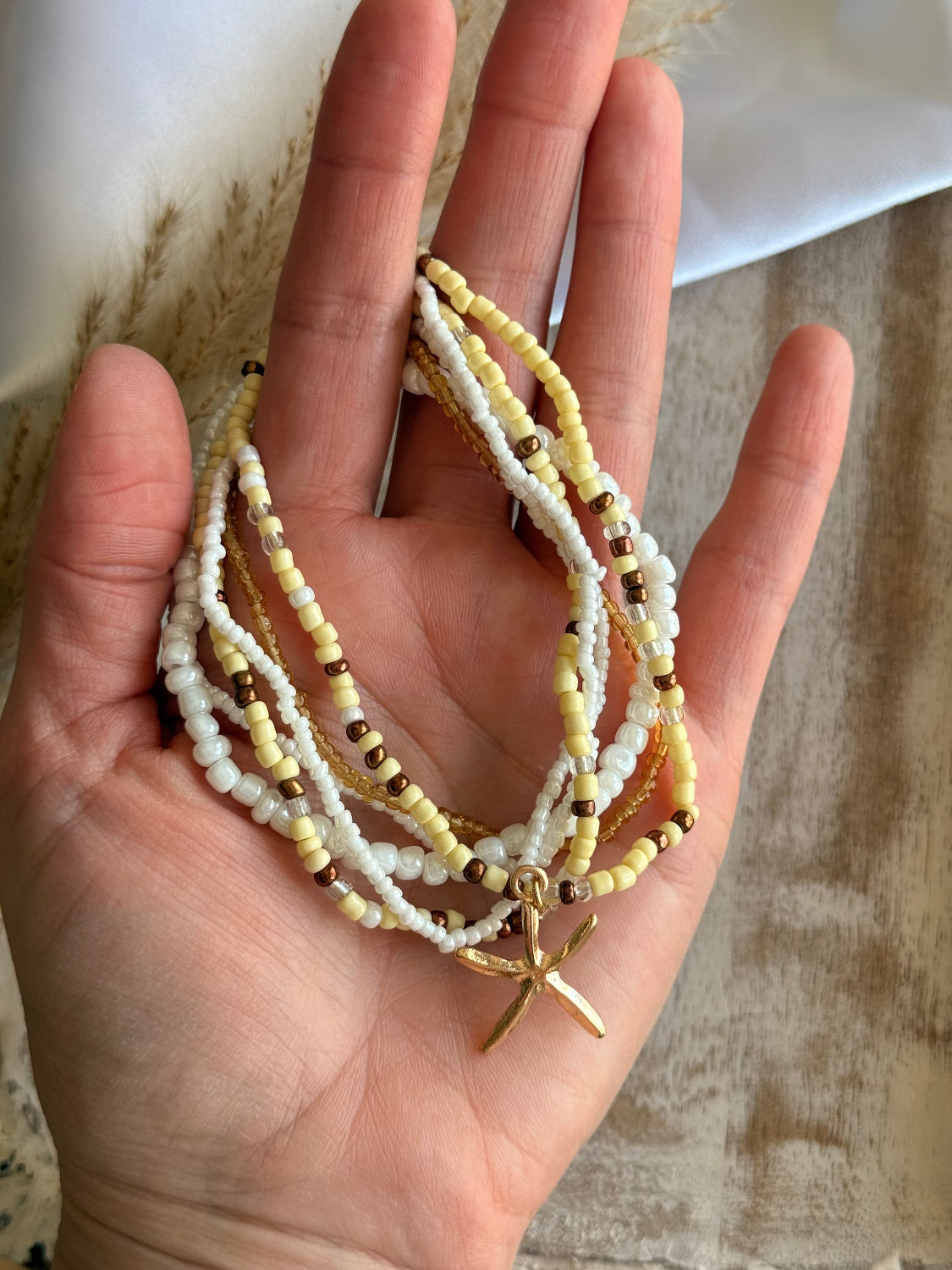 Cream Anklet Set