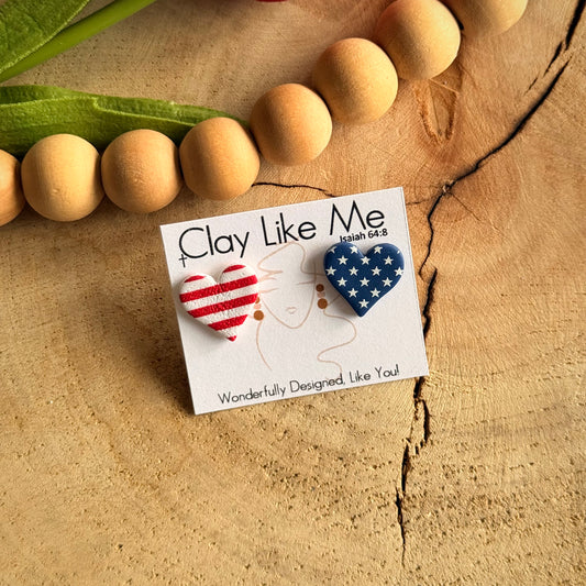 Heart Striped Studs