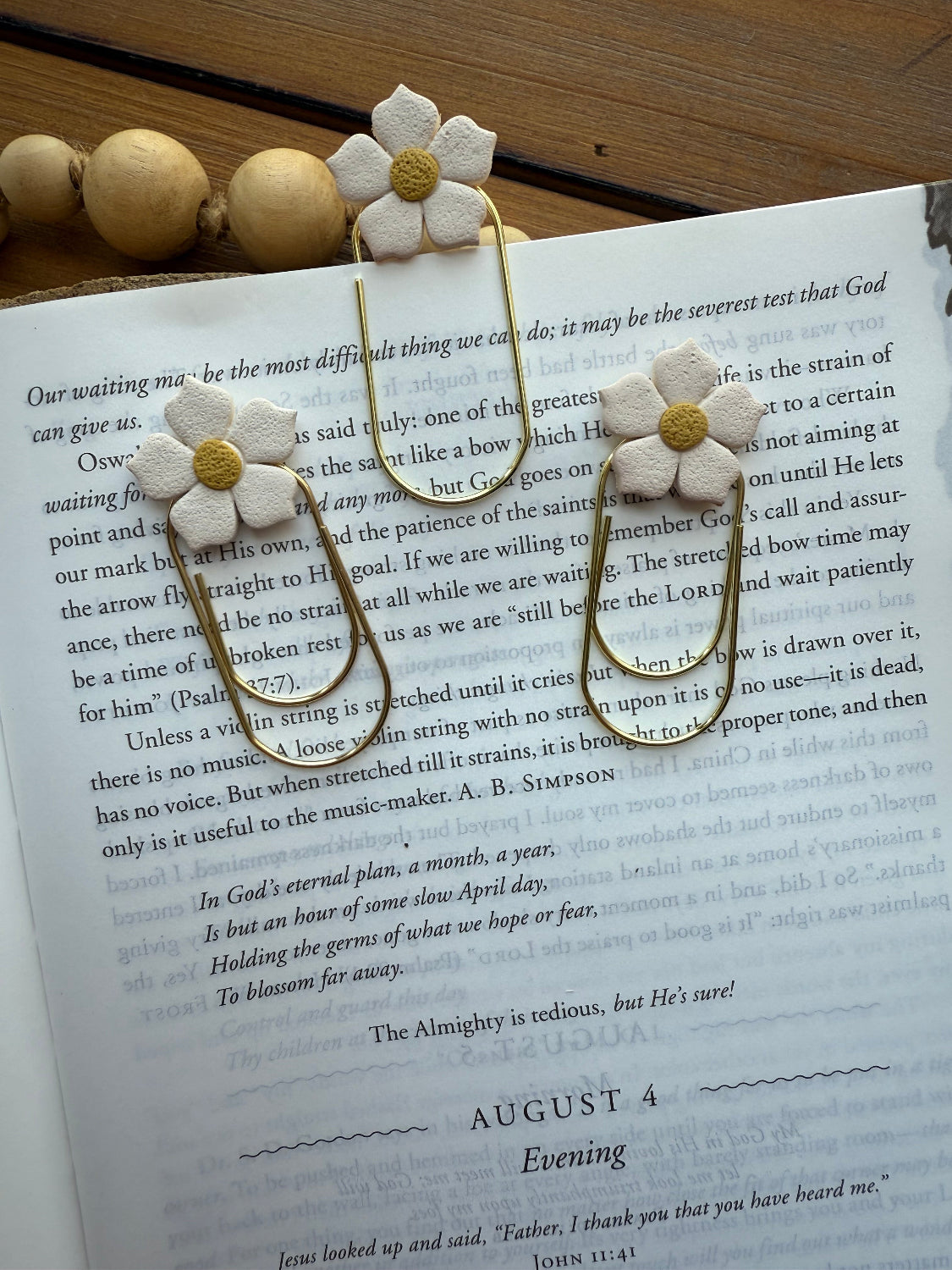 White Flower Paperclip Bookmark