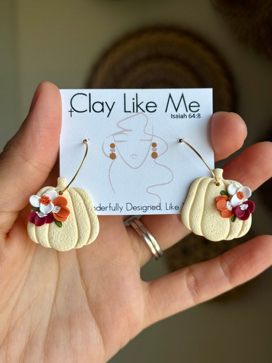 Cream Floral Pumpkins